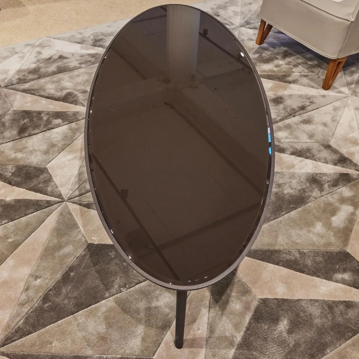 Couchtisch Blend Kristallglas Schwarz Gestell Eschenholz