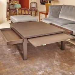 Couchtisch Bordeaux Eiche Dunkel Wengefarbig Inklusive 2 Schubladen Und 2 Tablarauzügen