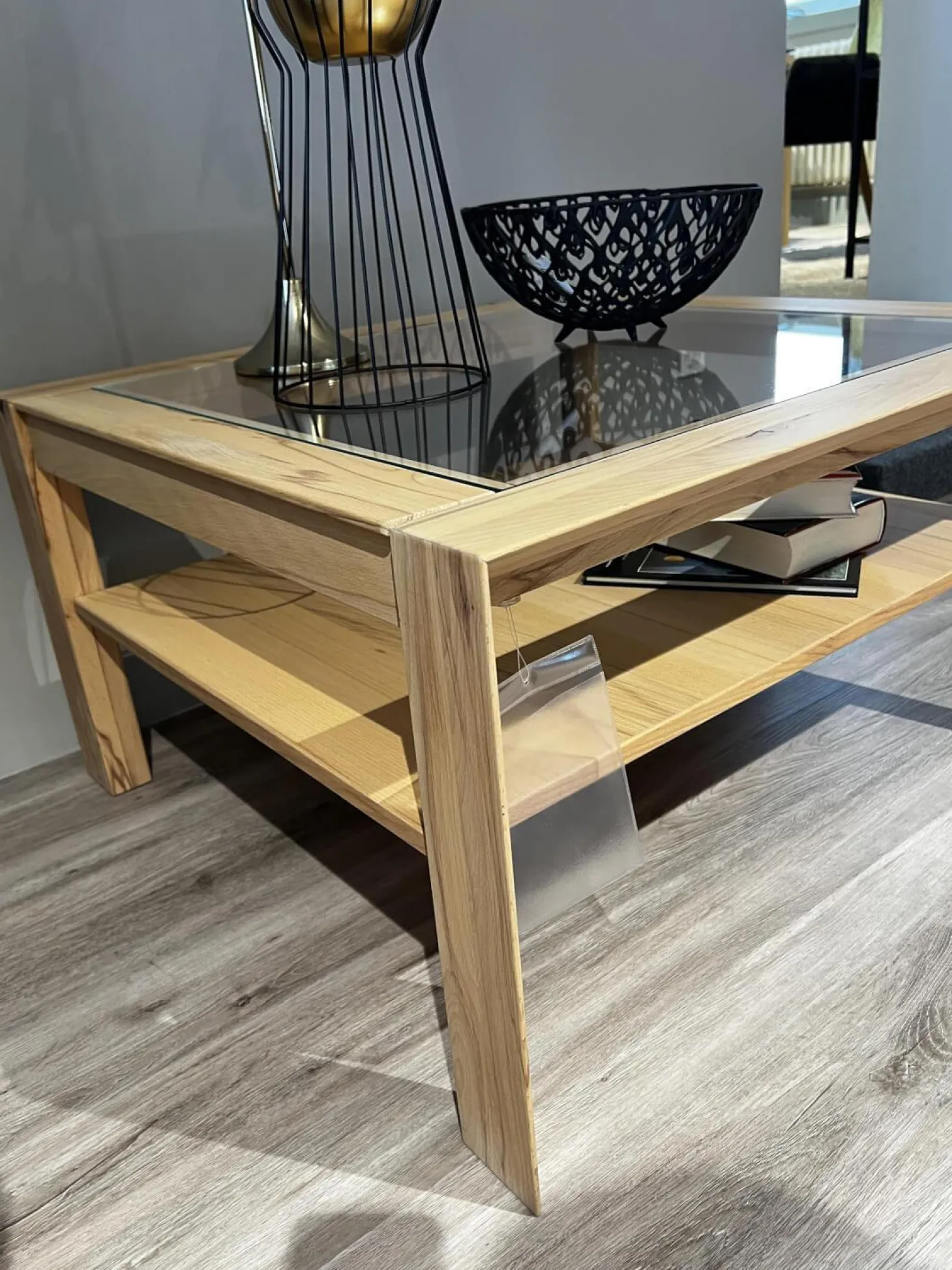 Couchtisch Cavani Astbuche Bianco Geölt Mit Glaseinlage