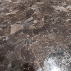 Couchtisch Charme AVK Platte Stein Braun Antico Gestell Hochglanz Chrom