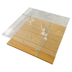 Couchtisch CT 160 Eiche Naturstamm Optiwhite Klarglas