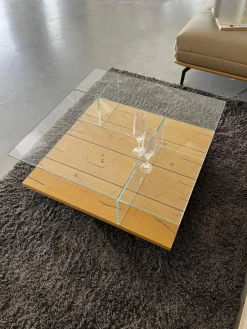 Couchtisch CT 160 Eiche Naturstamm Optiwhite Klarglas