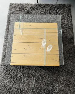 Couchtisch CT 160 Eiche Naturstamm Optiwhite Klarglas