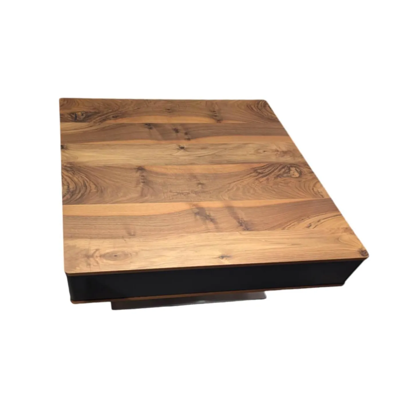 Couchtisch CT 302 85L Platte Astnussbaum Natur Rahmen Lack Seidenmatt Anthrazit Fuß Edelstahl Mit Liftfunktion