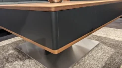 Couchtisch CT 302 85L Platte Astnussbaum Natur Rahmen Lack Seidenmatt Anthrazit Fuß Edelstahl Mit Liftfunktion