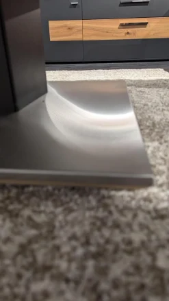 Couchtisch CT 302 85L Platte Astnussbaum Natur Rahmen Lack Seidenmatt Anthrazit Fuß Edelstahl Mit Liftfunktion