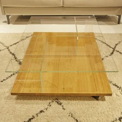 Couchtisch CT 160 Natur Eiche Klarglas Optiwhite