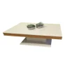 Couchtisch CT125E Lack Seidenmatt Weiß Akzent Nussbaum Natur Spaltholzstruktur