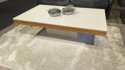 Couchtisch CT125E Lack Seidenmatt Weiß Akzent Nussbaum Natur Spaltholzstruktur