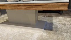 Couchtisch CT125E Lack Seidenmatt Weiß Akzent Nussbaum Natur Spaltholzstruktur