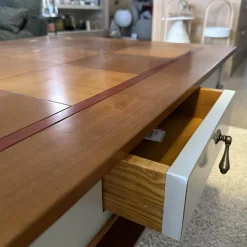 Couchtisch Directoire Schachbrett Holz Kirschbaum Lackiert Hellbraun Und Dunkelbraun Korpus Hellgrau