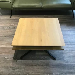 Couchtisch Evita Platte Wildeiche Bianco Gewachst Geölt Gestell Edelstahl Tiefschwarz Gepulvert