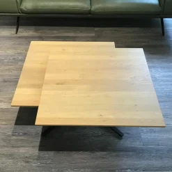 Couchtisch Evita Platte Wildeiche Bianco Gewachst Geölt Gestell Edelstahl Tiefschwarz Gepulvert