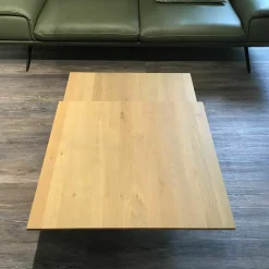 Couchtisch Evita Platte Wildeiche Bianco Gewachst Geölt Gestell Edelstahl Tiefschwarz Gepulvert