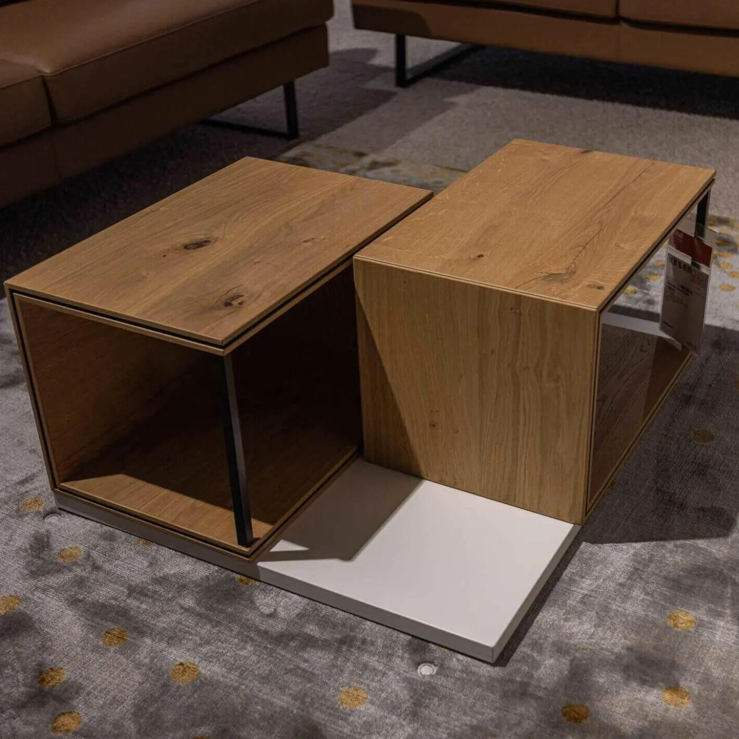 Couchtisch Fablo Würfelform Balkeneiche Lack Bianco Weiß Matt