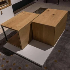 Couchtisch Fablo Würfelform Balkeneiche Lack Bianco Weiß Matt