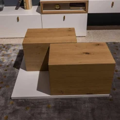 Couchtisch Fablo Würfelform Balkeneiche Lack Bianco Weiß Matt