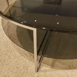 Couchtisch Fonis Getönte Glasplatte Schwarz Gestell Chrom Glänzend