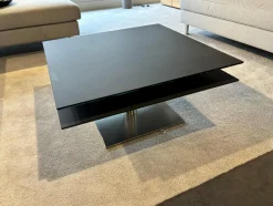 Couchtisch H 509 Evita Tischplatte Keramik Zement Anthrazit Drehbar Und Ausfahrbar Gestell Edelstahl Geschliffen