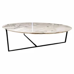 Couchtisch Icaro Platte Marmor Polarweiß Gestell Metall Schwarz Matt