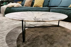 Couchtisch Icaro Platte Marmor Polarweiß Gestell Metall Schwarz Matt