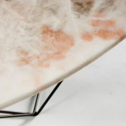 Couchtisch Joco Stone Platte Naturstein Onice Champagne Gestell Stahl Matt Pulverbeschichtet Bronze