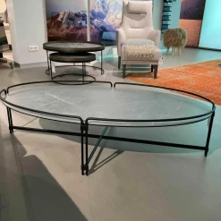 Couchtisch Join Oval Steinplatte Tapa Gestell EP 2471 F Metall