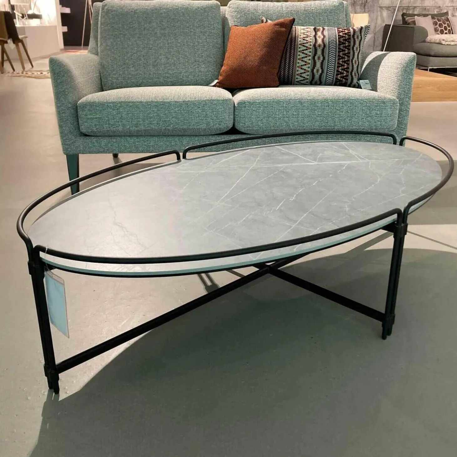 Couchtisch Join Oval Steinplatte Tapa Gestell EP 2471 F Metall