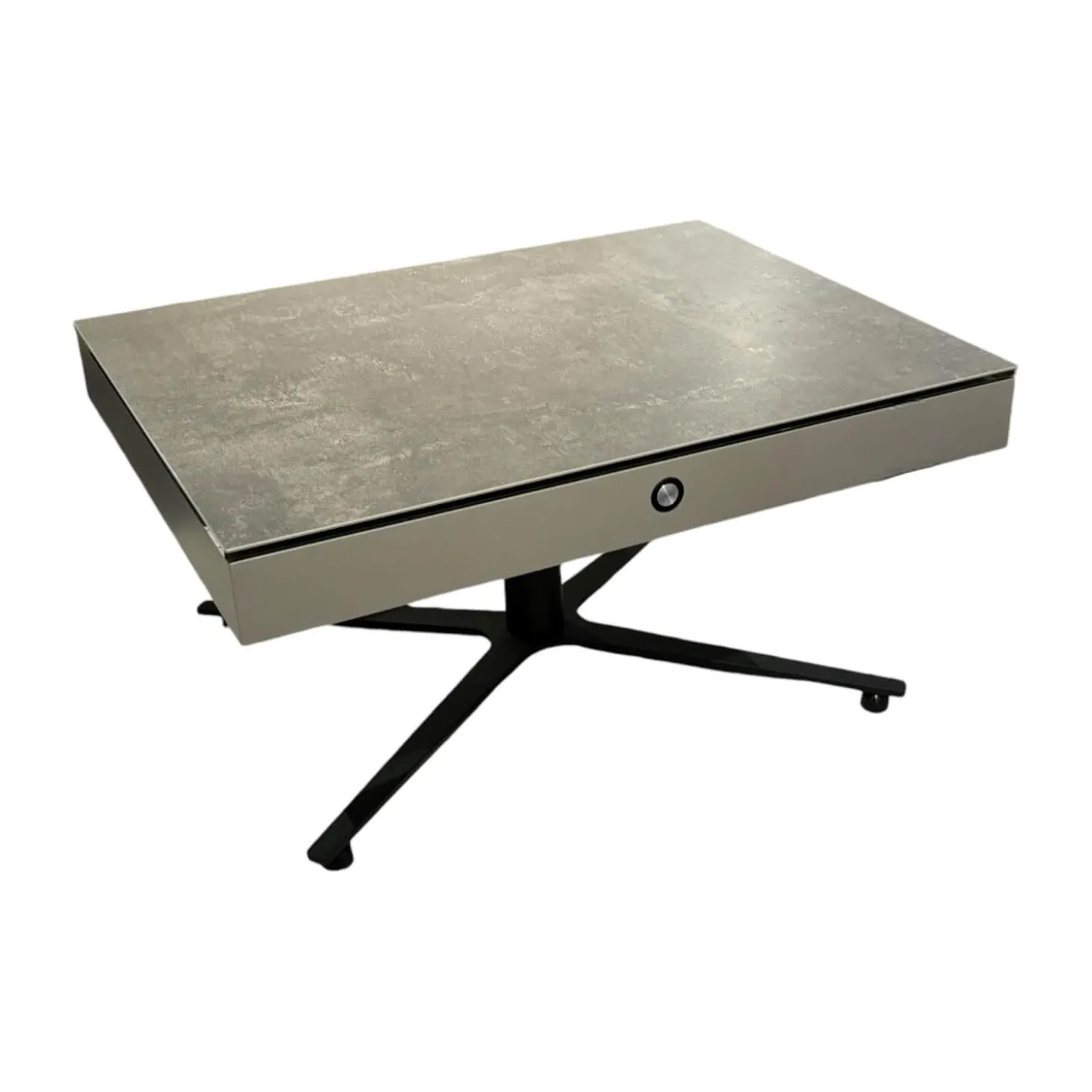 Couchtisch K 585 Sesam Platte Keramik Fokos Piombo Grau Korpus MDF Sikkens E4 05 45 Taupe Grau Braun Fuß RAL 9005 Tiefschwarz Lackiert Rollbar Mit Höhenverstellung