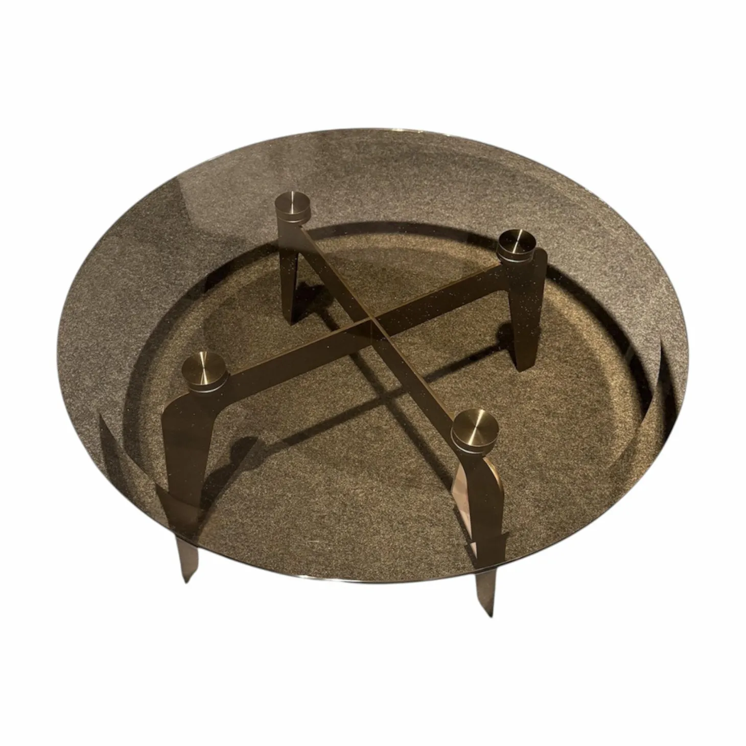 Couchtisch Kirk Platte Glas Bronziert Gestell Metall Bronze Lackiert