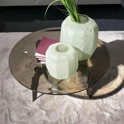 Couchtisch Kirk Platte Glas Bronziert Gestell Metall Bronze Lackiert