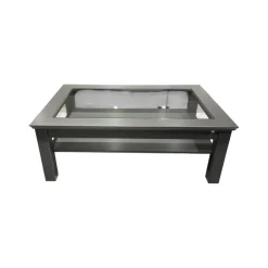 Couchtisch Korsika 8222 Platte Klarglas Gestell Lack Schiefergrau PG 2 Grau Füße Mit Rollen