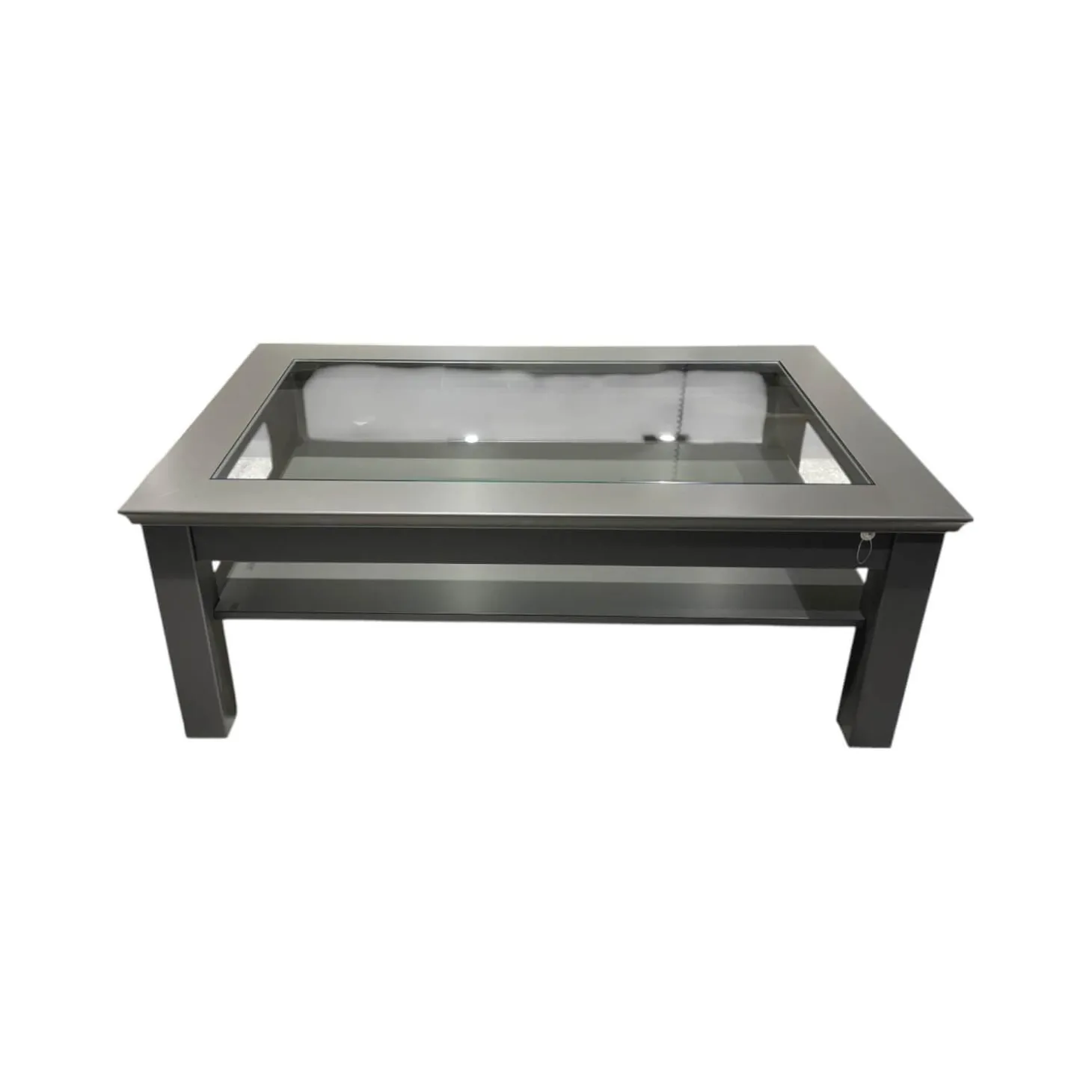 Couchtisch Korsika 8222 Platte Klarglas Gestell Lack Schiefergrau PG 2 Grau Füße Mit Rollen