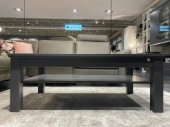 Couchtisch Korsika 8222 Platte Klarglas Gestell Lack Schiefergrau PG 2 Grau Füße Mit Rollen