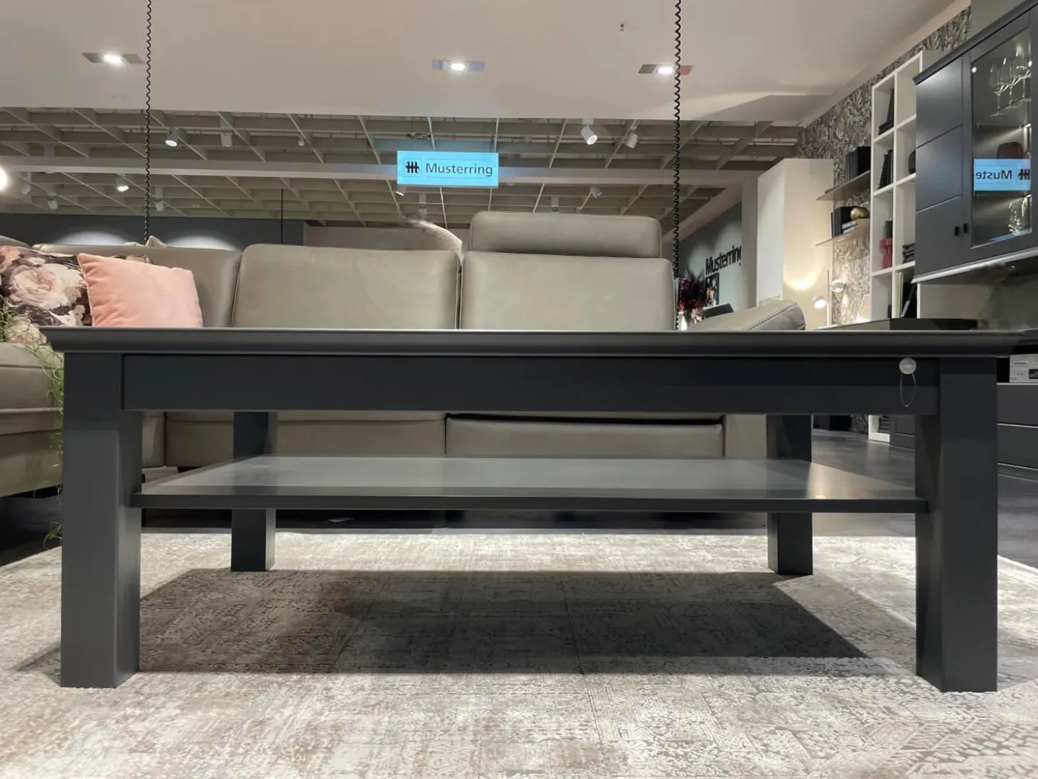 Couchtisch Korsika 8222 Platte Klarglas Gestell Lack Schiefergrau PG 2 Grau Füße Mit Rollen