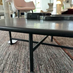 Couchtisch Lewa Platte Esche Schwarz Auflage Keramik Ebenschwarz Füße Stahl Schwarz Lackiert