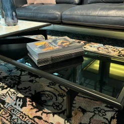 Couchtisch Liv Platte Klarglas Unterseite Und Gestell Buche Verkehrsschwarz Matt Lackiert