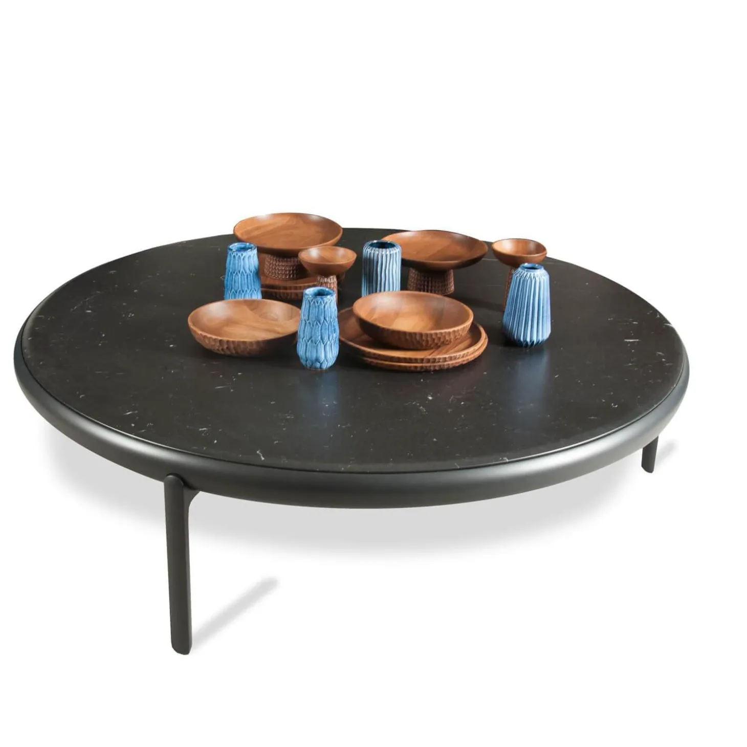 Couchtisch Maru Platte Marmor Schwarz Marquinia Matt Gestell Metall Schwarz Satiniert