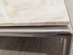 Couchtisch Mex Hi Tischplatte Marmor Calacatta Oro Lucido Weiß Beige Gestell Metall Verchromt Tablett Amerikanischer Nussbaum Massiv