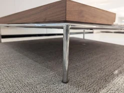 Couchtisch Mex Hi Tischplatte Marmor Calacatta Oro Lucido Weiß Beige Gestell Metall Verchromt Tablett Amerikanischer Nussbaum Massiv