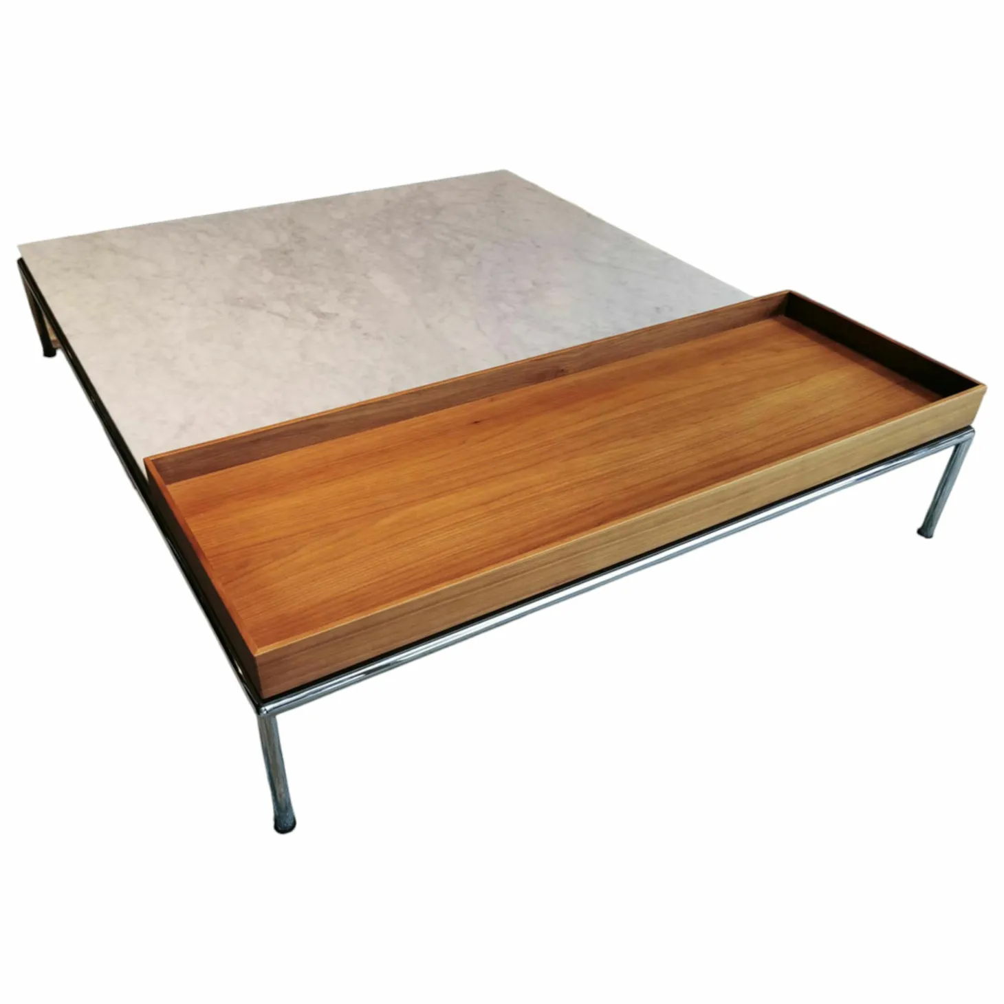 Couchtisch Mex-Hi Tischplatte Marmor Bianco Gestell Chrom Glanz