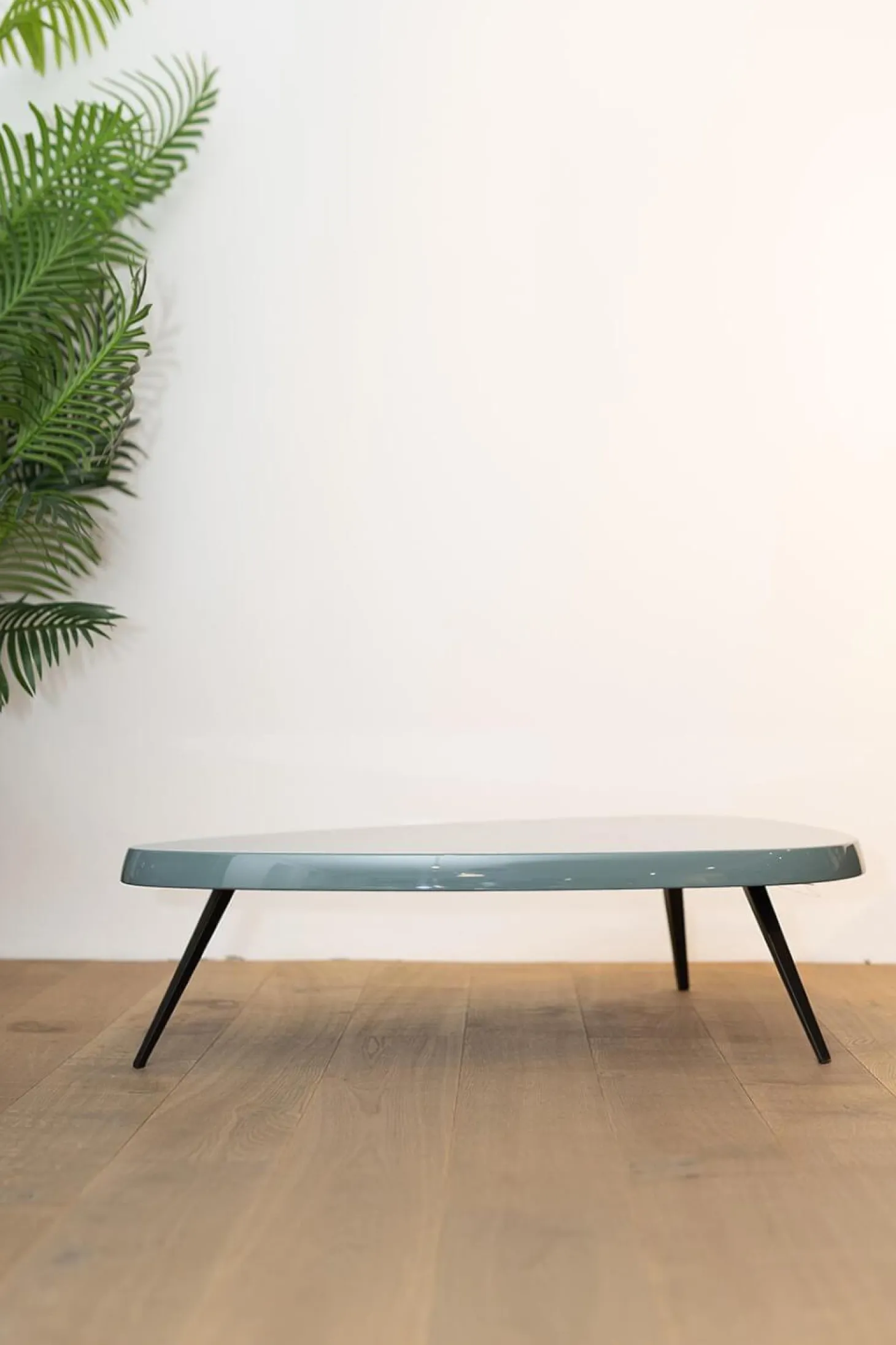 Couchtisch Mexique Platte Lack Petrol Blau Metallgestell Schwarz Lackiert