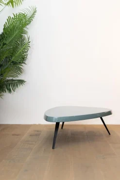 Couchtisch Mexique Platte Lack Petrol Blau Metallgestell Schwarz Lackiert