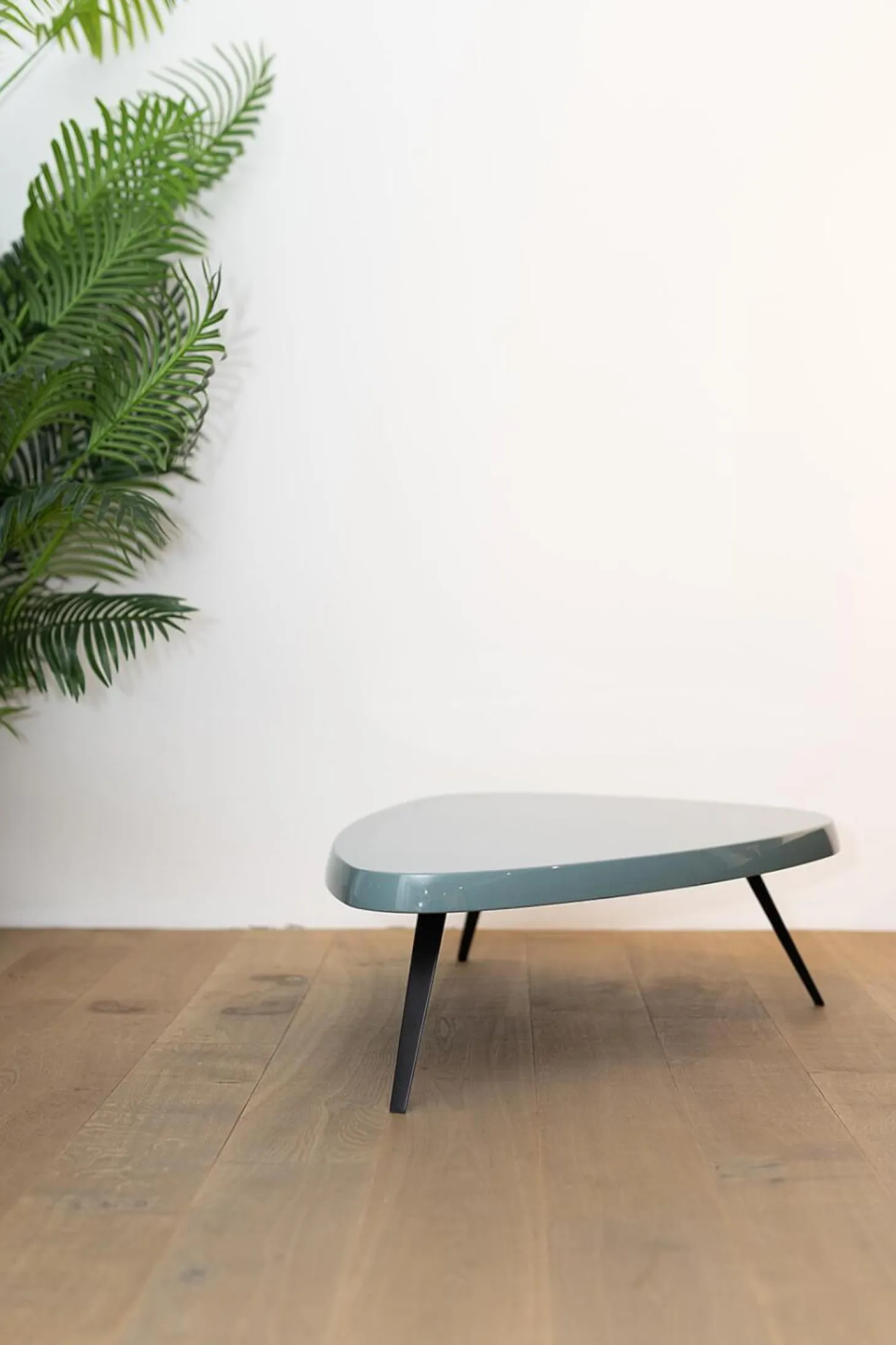 Couchtisch Mexique Platte Lack Petrol Blau Metallgestell Schwarz Lackiert