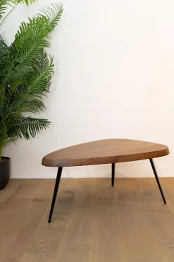 Couchtisch Mexique Platte Amerikanischer Nussbaum Metallgestell Schwarz Lackiert