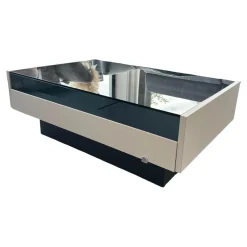 Couchtisch Minos Parsolplatte Kristallgrau Auszüge Links Und Rechts Weiß