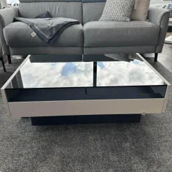 Couchtisch Minos Parsolplatte Kristallgrau Auszüge Links Und Rechts Weiß