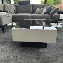 Couchtisch Minos Parsolplatte Kristallgrau Auszüge Links Und Rechts Weiß