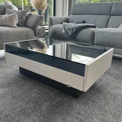 Couchtisch Minos Parsolplatte Kristallgrau Auszüge Links Und Rechts Weiß