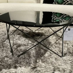 Couchtisch Moi Black Edition Platte Glas Schwarz Hinterlackiert Gestellt Stahl Schwarz Matt
